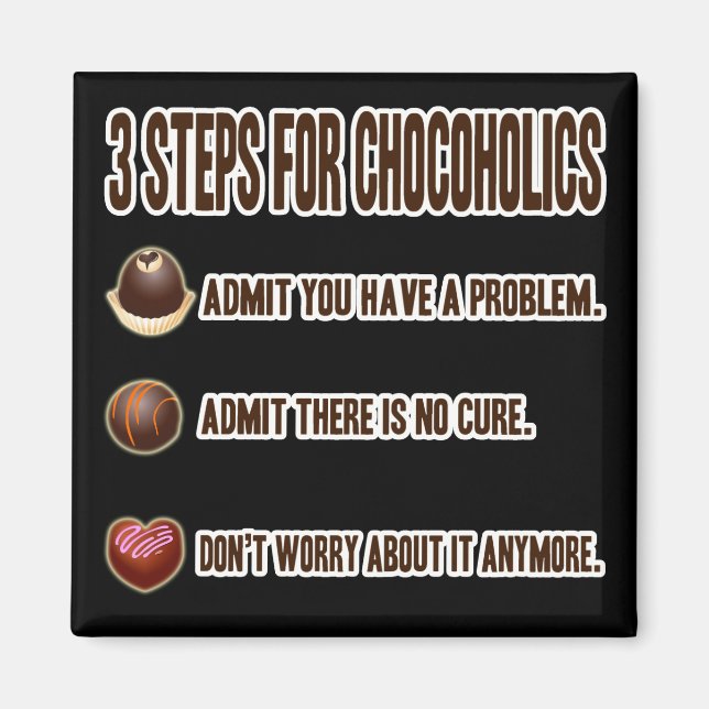 3 STEPS FOR CHOCOHOLICS MAGNET (Front)