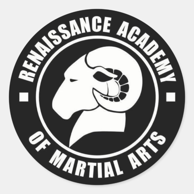 3" Stickers, Set of Six, White on Black Logo Classic Round Sticker (Front)