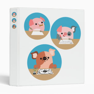 3 Studious Cute Cartoon Pigs Avery Binder