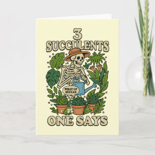 3 Succulents One Says Funny Gardening Frog Retro Card
