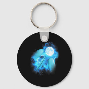 3 Surfboard Howling At The Moon Colourful Blue Sur Keychain