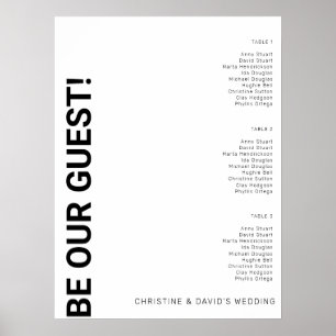 3 table Simple White Wedding seating chart