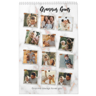 3 Three Photo Modern Elegant Collage Family Love Calendar