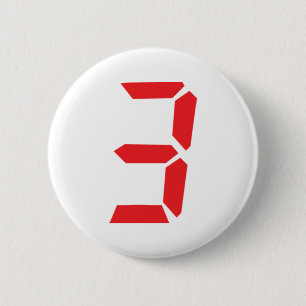 3 three red alarm clock digital number 2 inch round button