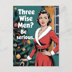 3 Three Wise Men Be Serious Christmas Xmas Postcard