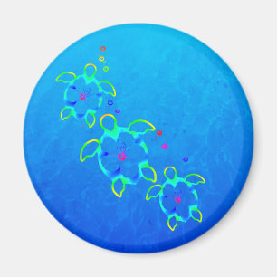 3 Tie Dyed Hawaiian Honu Turtles Magnet