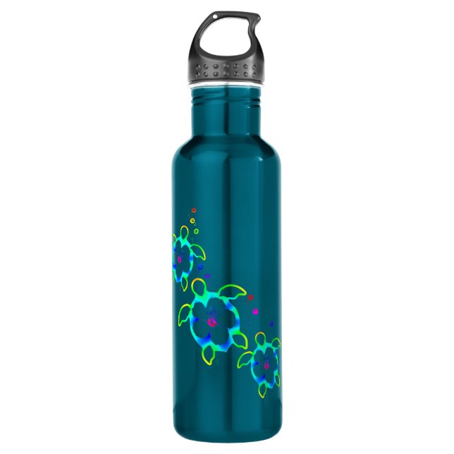 3 Tie Dyed Honu Turtles 710 Ml Water Bottle (Front)