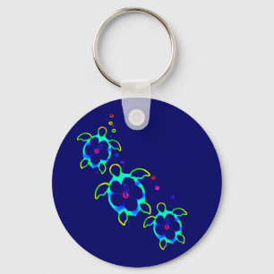3 Tie Dyed Honu Turtles Keychain