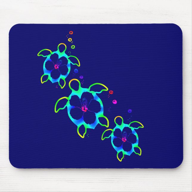 3 Tie Dyed Honu Turtles Mouse Pad (Front)