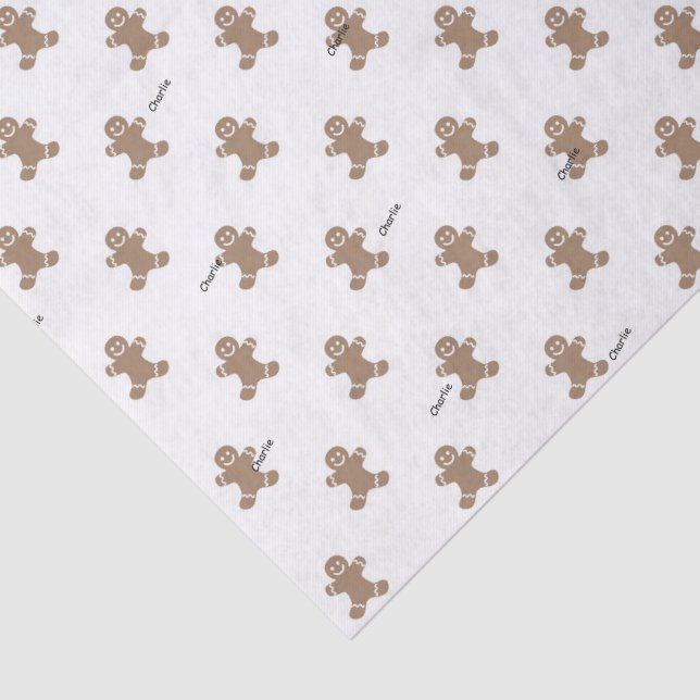 3 Tissue Sheets, Name on Gingerbread Man Pattern Paper (Detail)