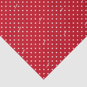 3 Tissue Sheets, Name on Red & White Polka Dots Paper