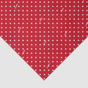 3 Tissue Sheets, Name on Red & White Polka Dots Tissue Paper