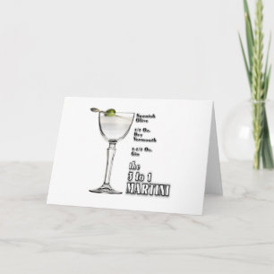 3 to 1 (Wet) Martini Cocktail Folded Greeting Card