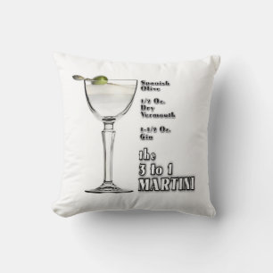 3 to 1 (Wet) Martini Cocktail Recipe Art Throw Pillow