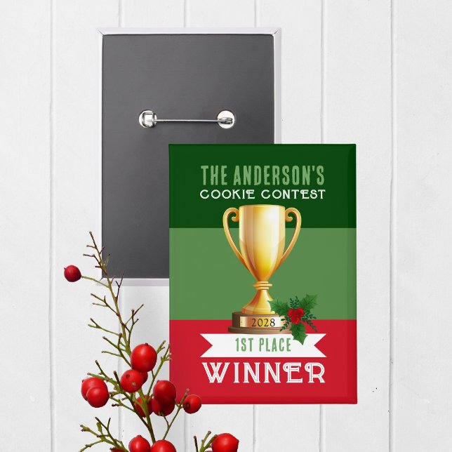 3 Toned Holiday Contest Winner Award Prize Button (Christmas Holiday Competition Prize Button for the Winner. Great for Cookie & Sweater Contests!)