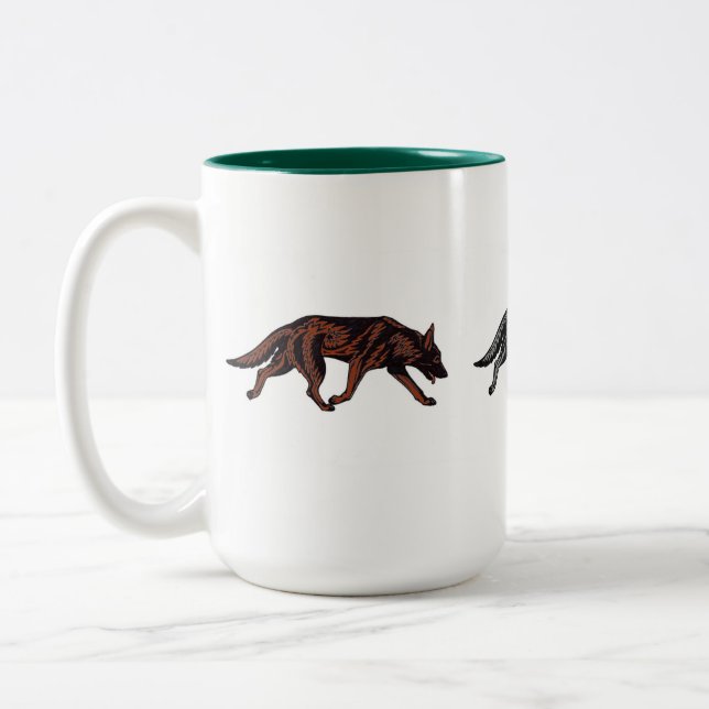 3 Tribal German Shepherds Two-Tone Coffee Mug (Left)