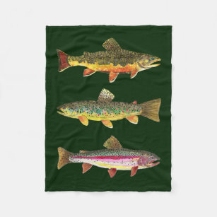 3 Trout for Fly Fishing Fishermen and Fisherwomen Fleece Blanket