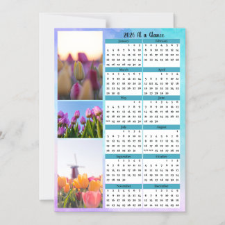 3 Tulip Image At a Glance Calendar Magnetic Invitation