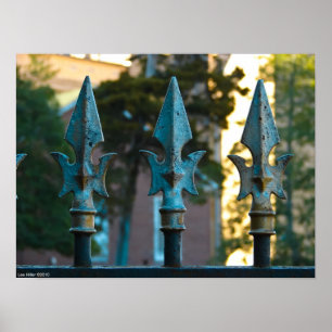 "3 Turquoise Spears" Wrought Iron Fence Poster