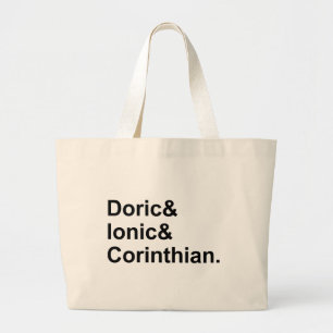 3 Types of Greek Columns Doric Ionic Corinthian Large Tote Bag