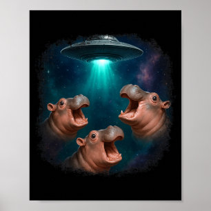 3 Ufo Baby Hip Funny Hiptamus Graphic Animal Lover Poster