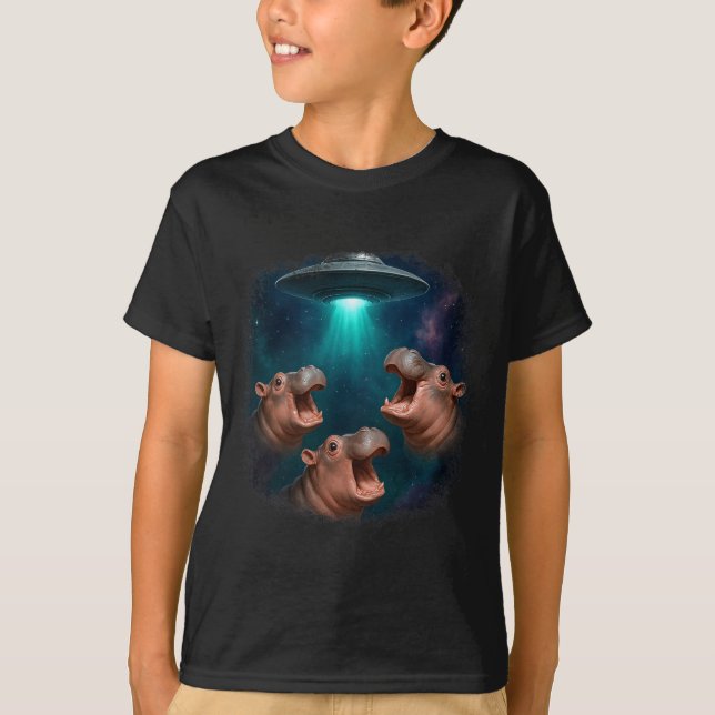 3 Ufo Baby Hip Funny Hiptamus Graphic Animal Lover T-Shirt (Front)