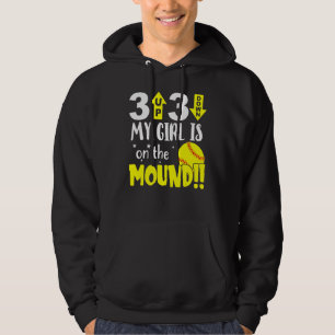 3 Up 3 Down My Girl Is On The Mound Softball Mom Hoodie