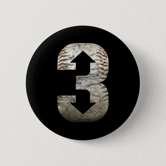 3 Up 3 Down  Three Up Three Down Baseball  2 Inch Round Button (Front)