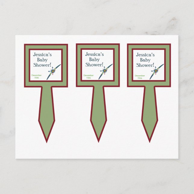 3 Vintage Airplane Cup Cake Picks Invitation Postcard (Front)