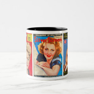 3 VINTAGE HOLLYWOOD MAGAZINES Two-Tone COFFEE MUG