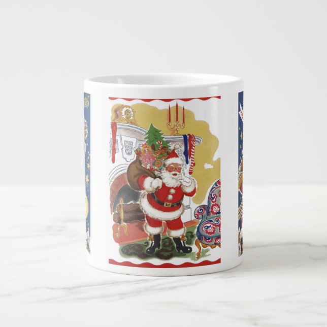 3 Vintage Santas from Twas Night Before Christmas Large Coffee Mug (Front)