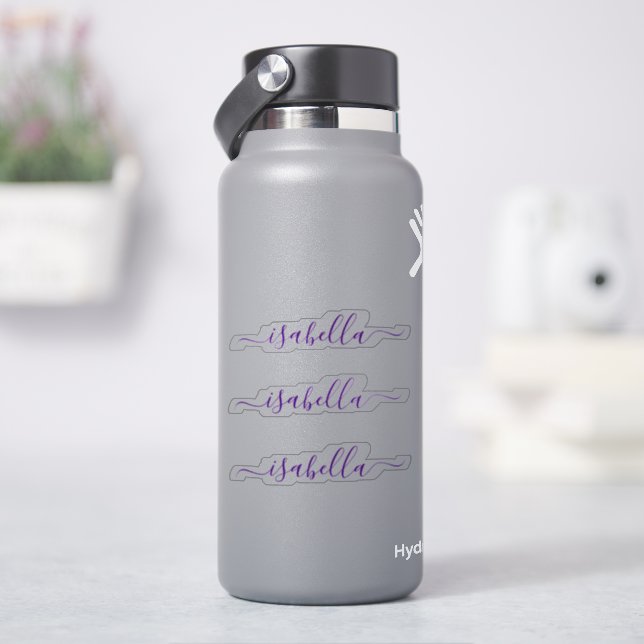3 waterproof Purple Script Name Water bottle (HydroFlask)