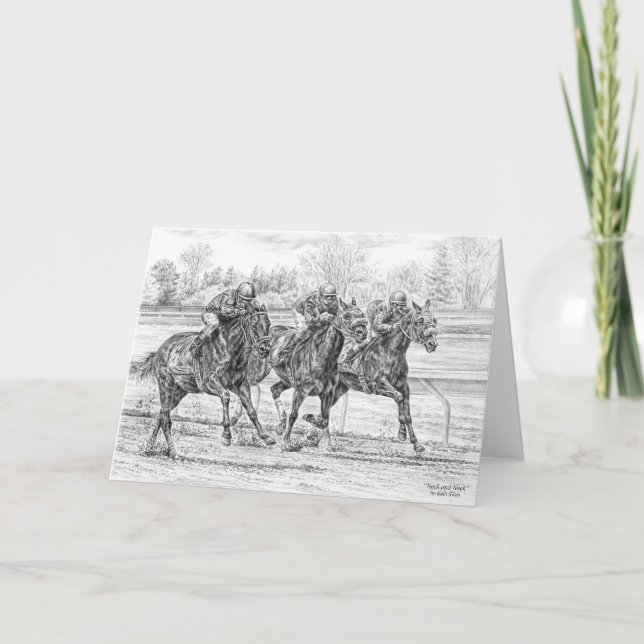 3-Way Horse Race Neck 'n Neck Art by Kelli Swan Card (Front)