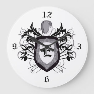 3 Weapons Crest Grey Fencing Clock