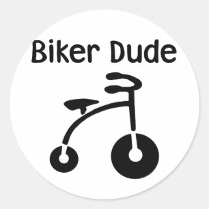 3 Wheeler  Retro Biker Dude Classic Round Sticker