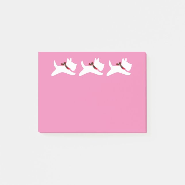 3 White Scotties Personalize Post-it Notes (Front)