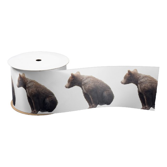 3" Wide Satin Ribbon, 2 Yard Spool w/ bear cub Satin Ribbon (Spool)