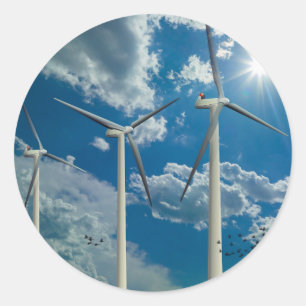 3 Wind Turbines Classic Round Sticker