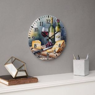 #3 Wine and Cheese Large Clock