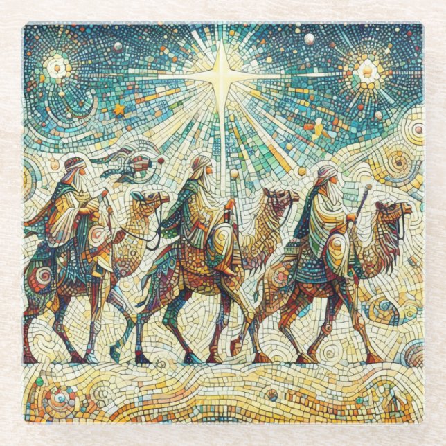 3 Wise men Glass Coaster (Front)
