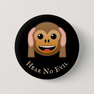 3 Wise Monkeys (2 of 3): Kikazaru "hear no evil" 2 Inch Round Button