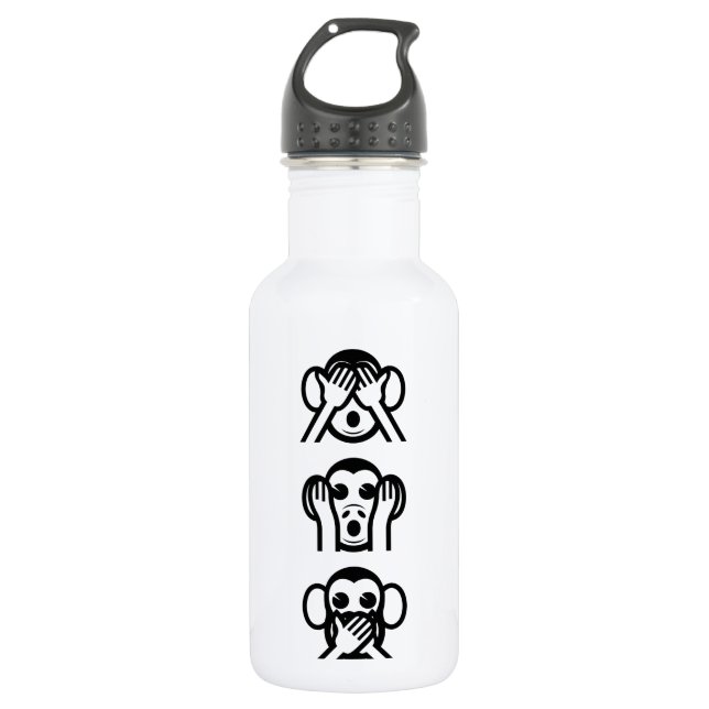3 Wise Monkeys Emoji 532 Ml Water Bottle (Front)