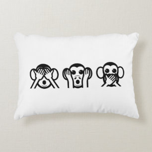 3 Wise Monkeys Emoji Accent Pillow