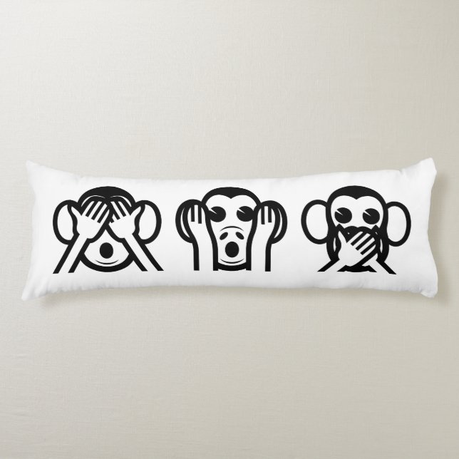 3 Wise Monkeys Emoji Body Pillow (Front)