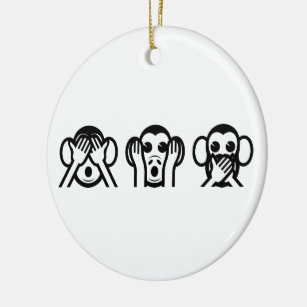 3 Wise Monkeys Emoji Ceramic Ornament