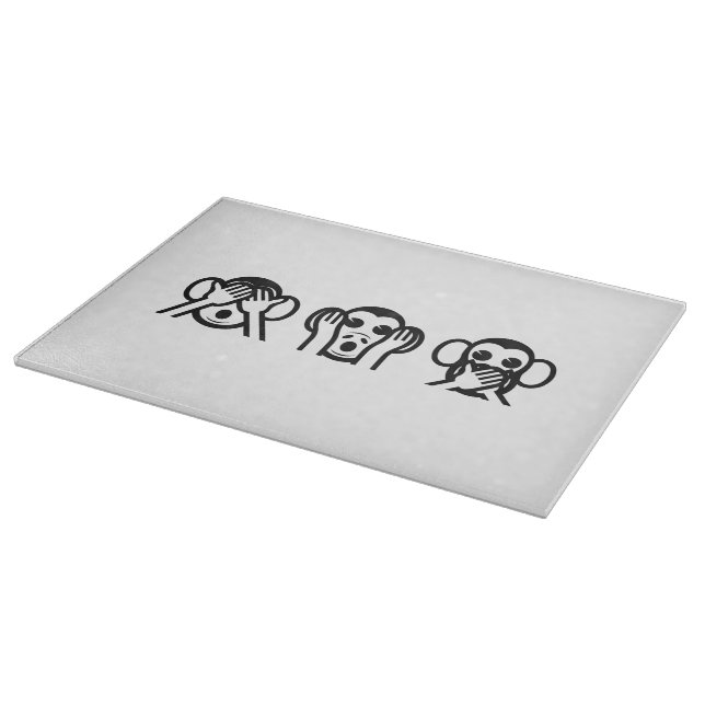 3 Wise Monkeys Emoji Cutting Board (Corner)