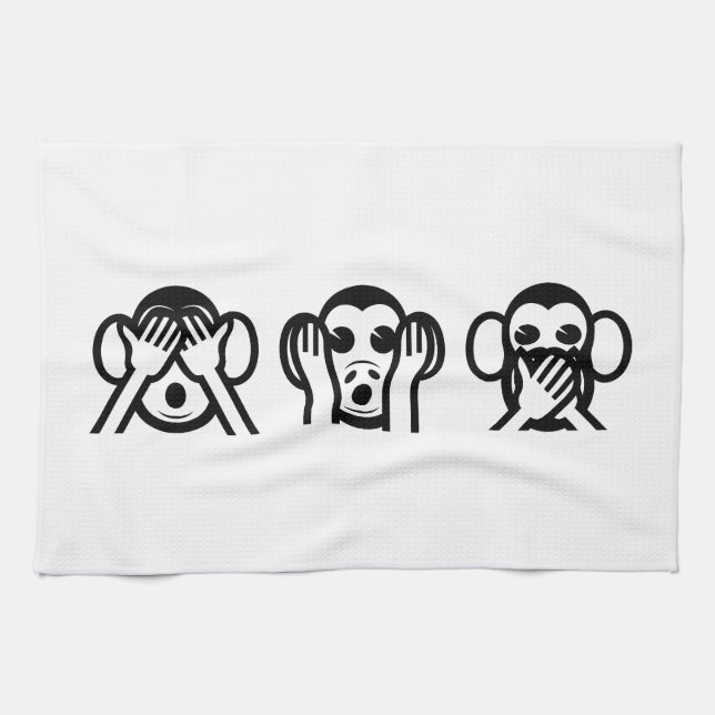 3 Wise Monkeys Emoji Kitchen Towel (Horizontal)