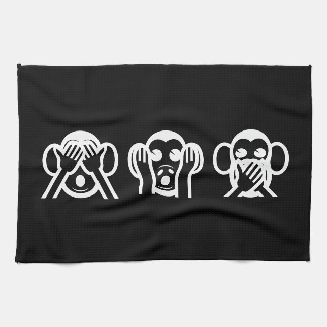 3 Wise Monkeys Emoji Kitchen Towel (Horizontal)