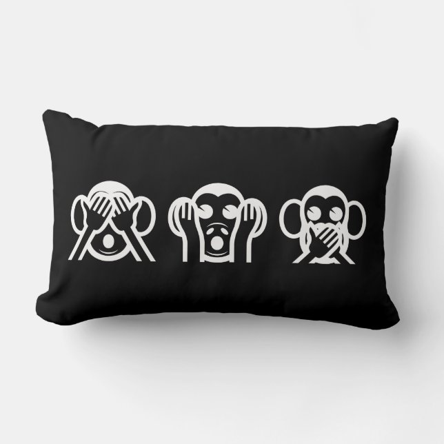 3 Wise Monkeys Emoji Lumbar Pillow (Front)