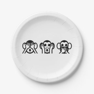 3 Wise Monkeys Emoji Paper Plate